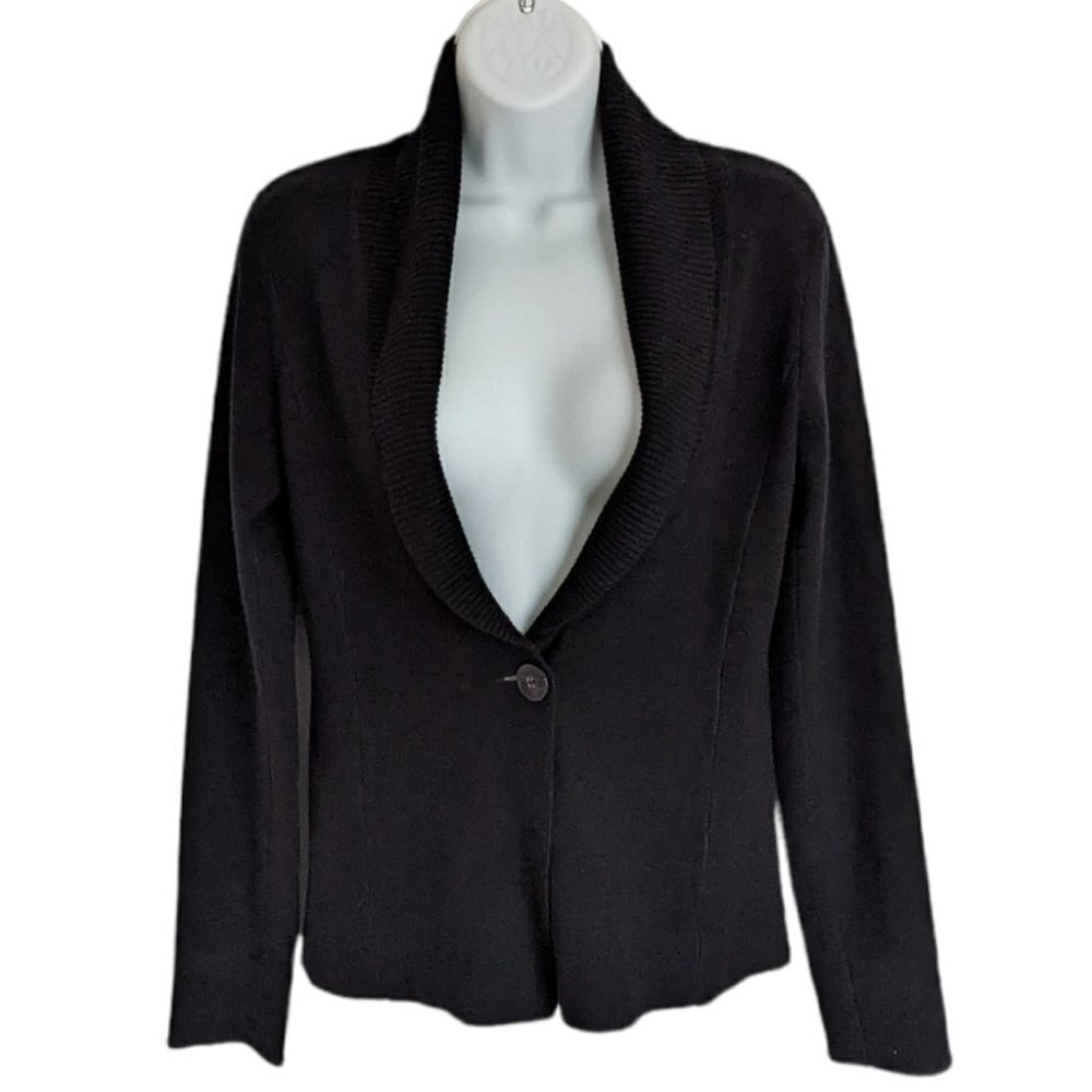 SANDRA Angelozzi black wool silk knit cardigan Small @c1